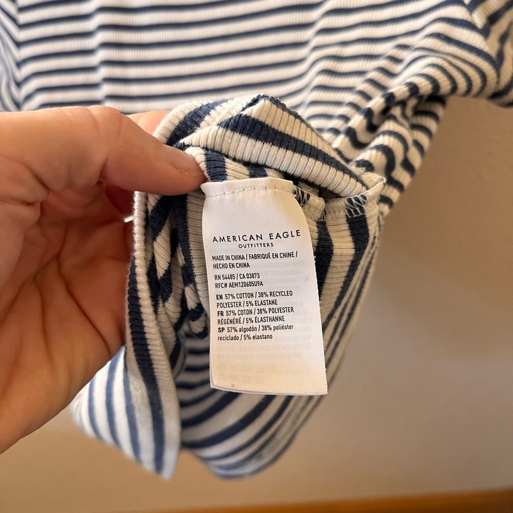 American Eagle Striped Short Sleeve Tee - Navy and White - Picture 4 of 7
